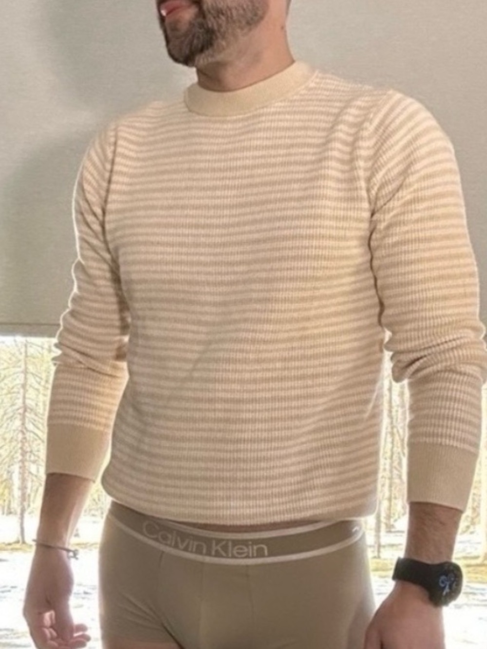 Goodfellow | Everyday Crew Neck in Beige Cream Tan (Small)